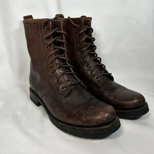 FRYE Veronica Combat Boots Size 7.5B Women Dark Brown